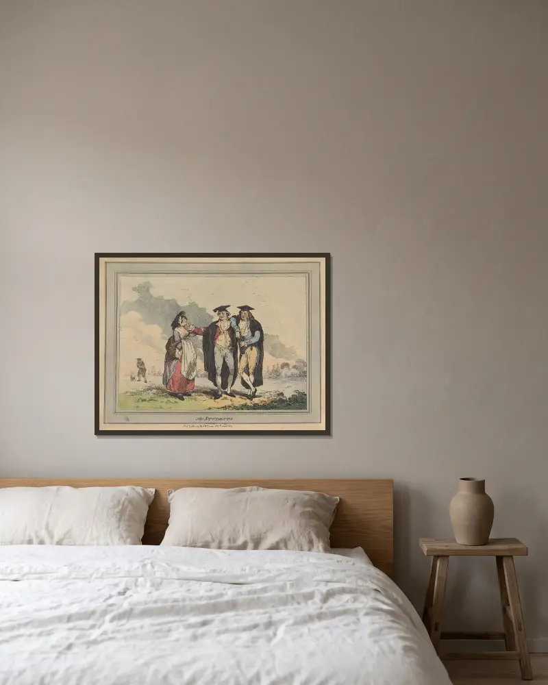 Studenterna av Thomas Rowlandson inramad på en vägg