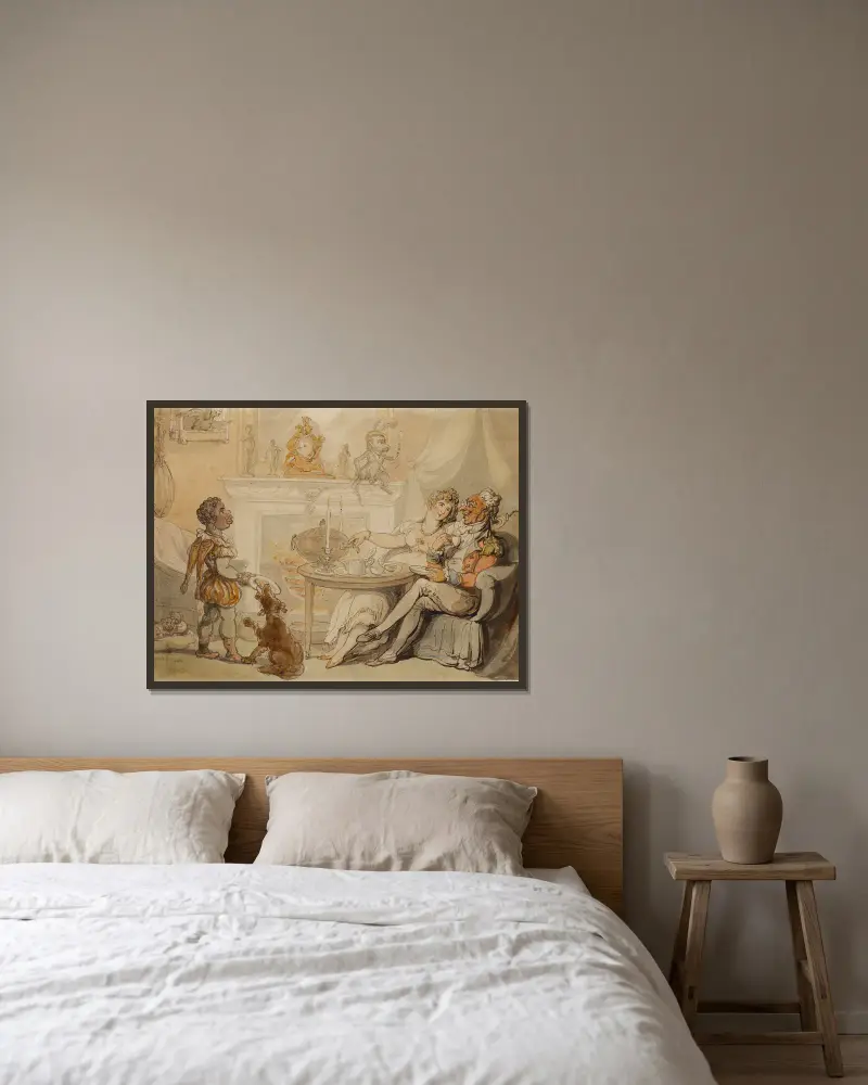 Čajový dýchánek, Thomas Rowlandson v rámu na stěně