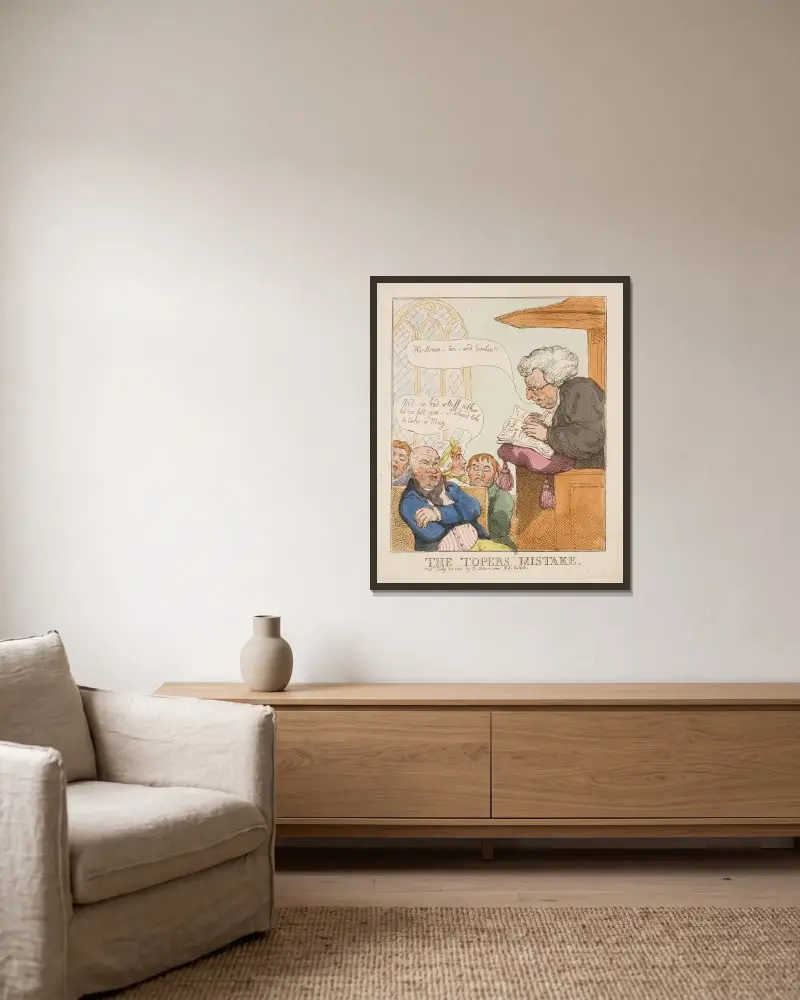 Dryckesbrödernas misstag av Thomas Rowlandson inramad på en vägg
