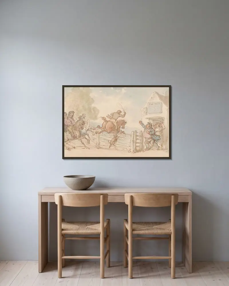 Mautschranke von Thomas Rowlandson gerahmt an einer Wand