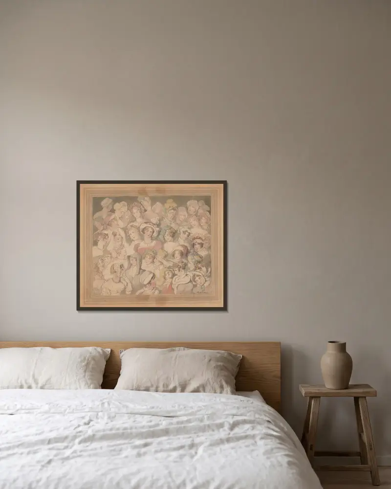 Typer av skönhet av Thomas Rowlandson inramad på en vägg