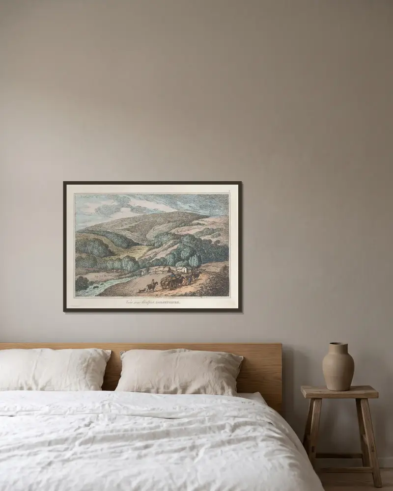 Vy nära Bridport, Dorsetshire av Thomas Rowlandson inramad på en vägg