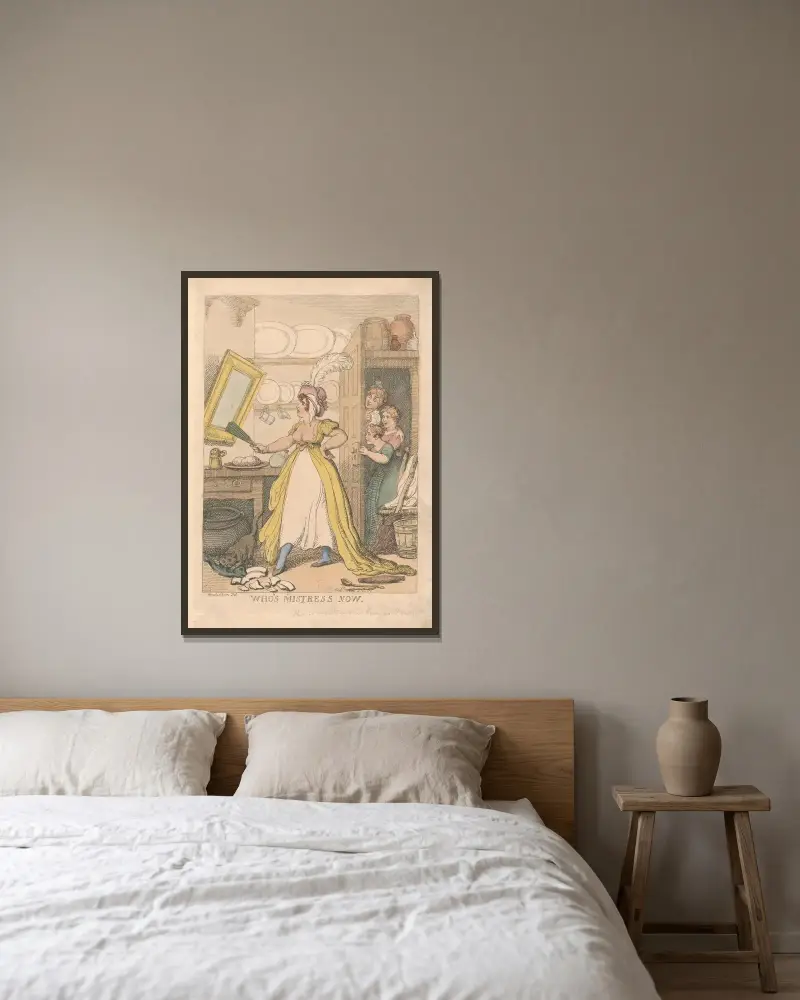 Who’s mistress now av Thomas Rowlandson inramad på en vägg
