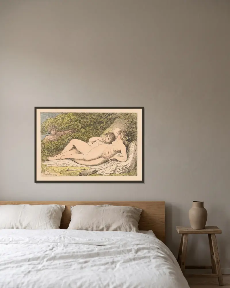 Waldnymphen von Thomas Rowlandson gerahmt an einer Wand