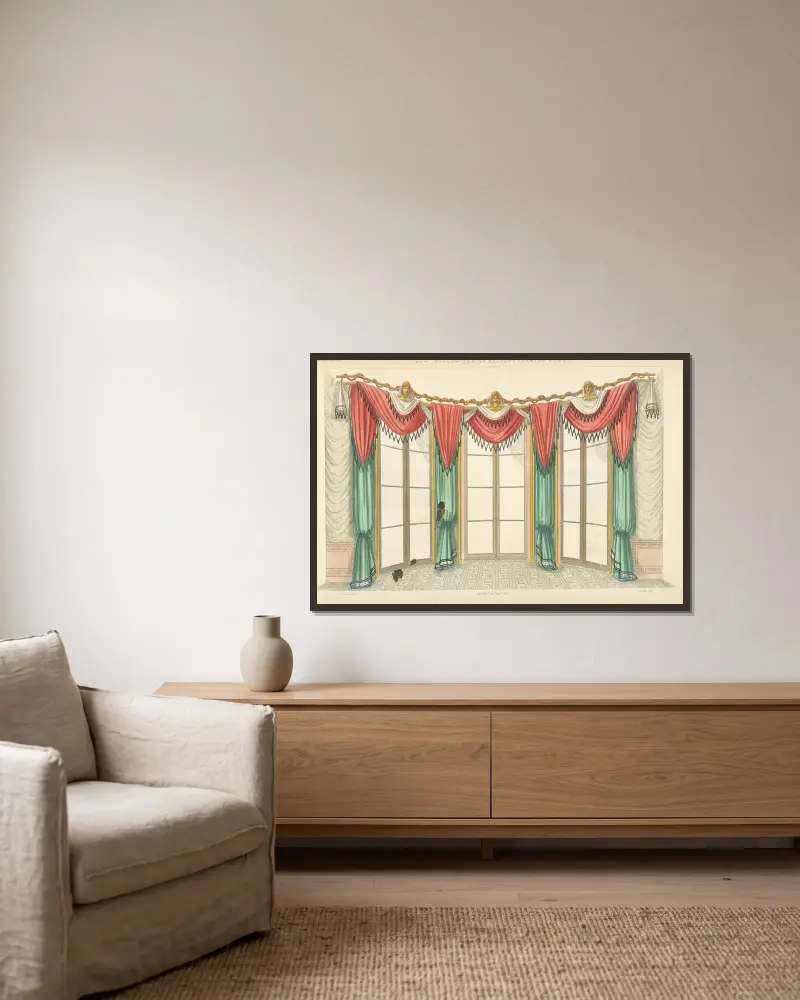 Bogenfenster für einen eleganten Salon von Thomas Sheraton gerahmt an einer Wand