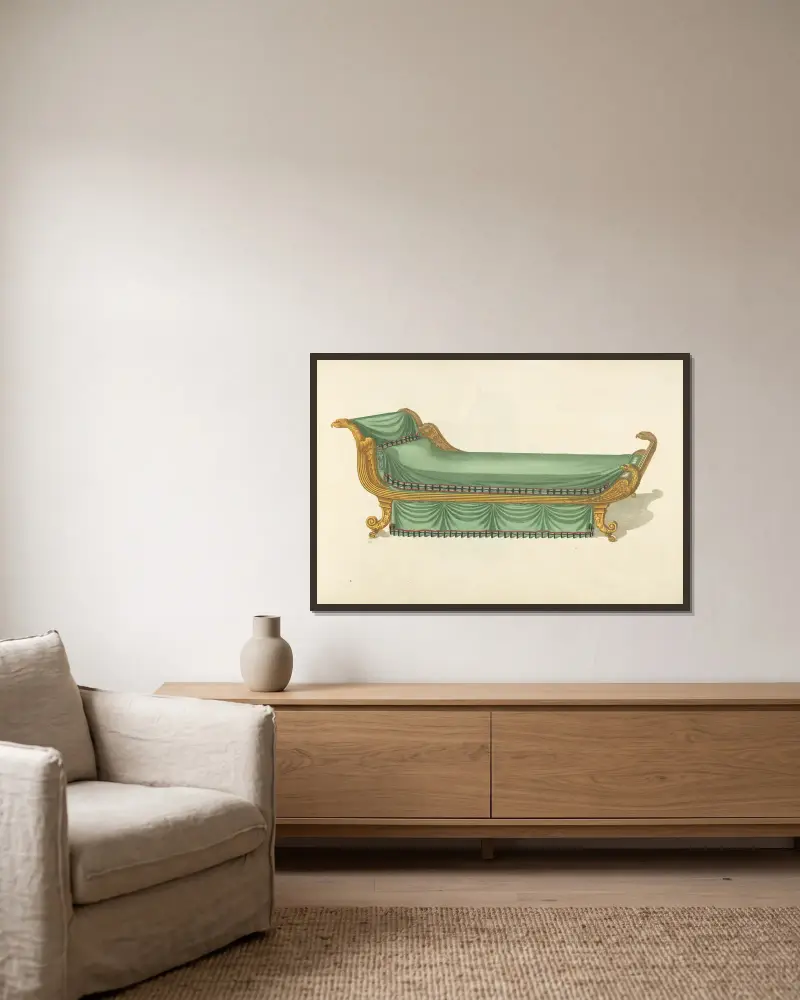 Chaise longue von Thomas Sheraton gerahmt an einer Wand