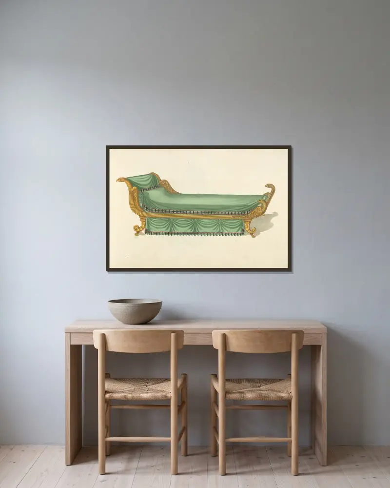 Chaise longue von Thomas Sheraton gerahmt an einer Wand