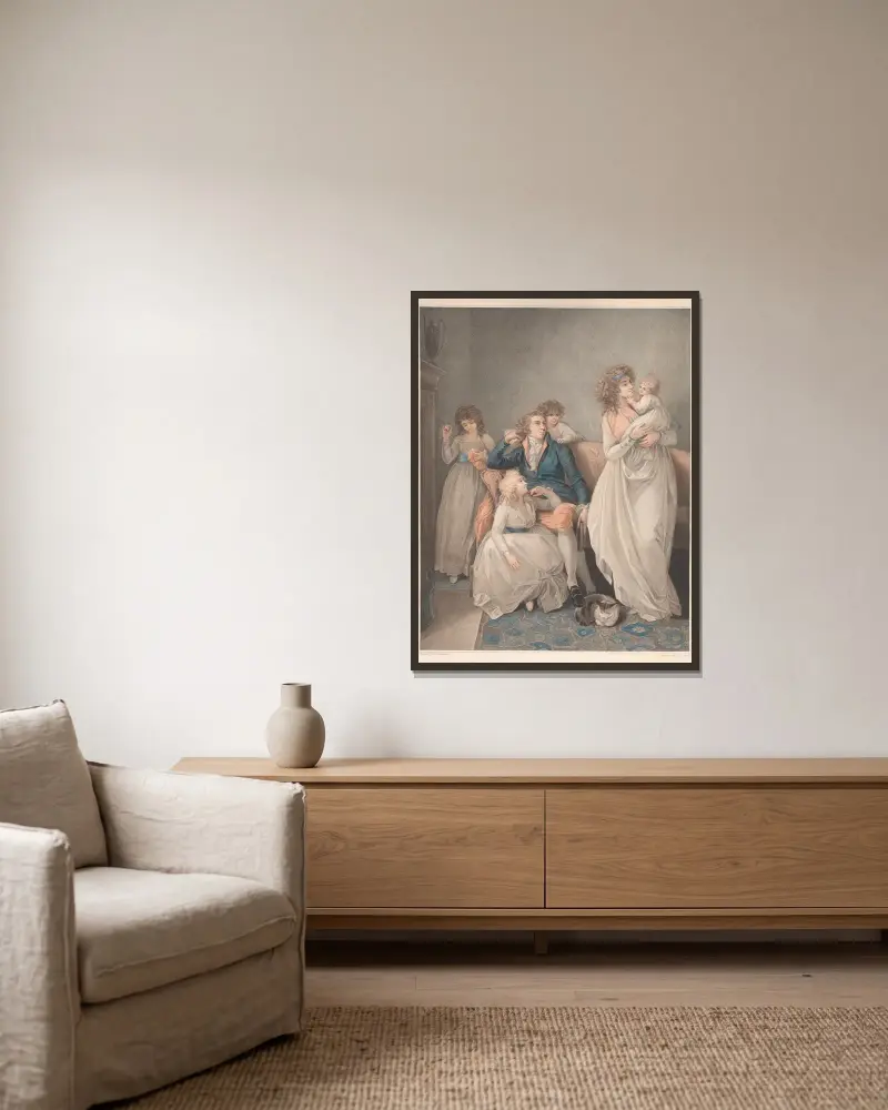 Landlord’s Family av Thomas Stothard inramad på en vägg