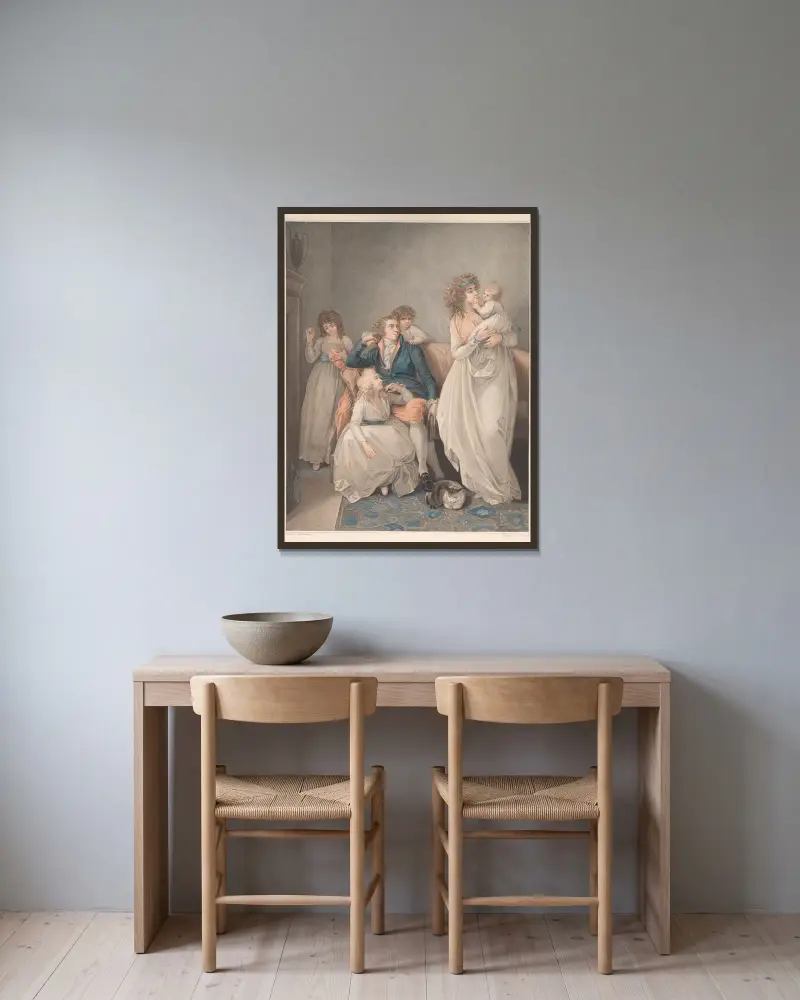 Landlord’s Family av Thomas Stothard inramad på en vägg