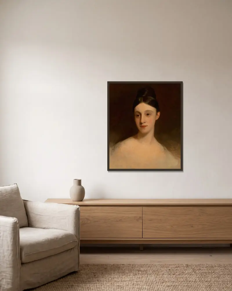 Angelina Snider av Thomas Sully inramad på en vägg