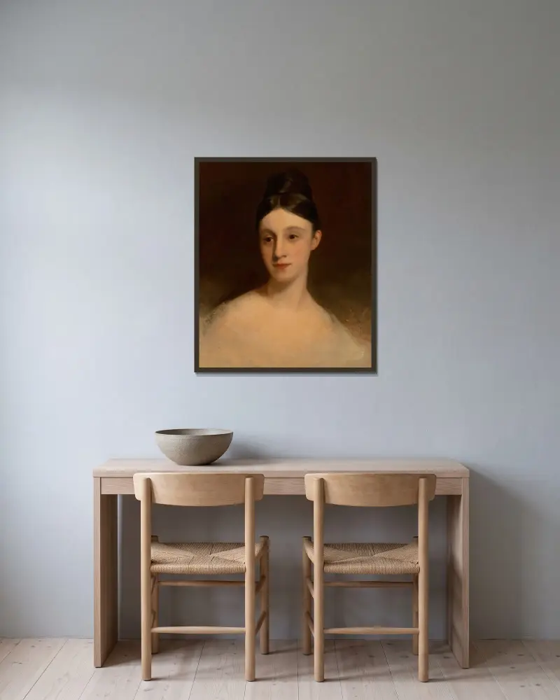 Angelina Snider av Thomas Sully inramad på en vägg