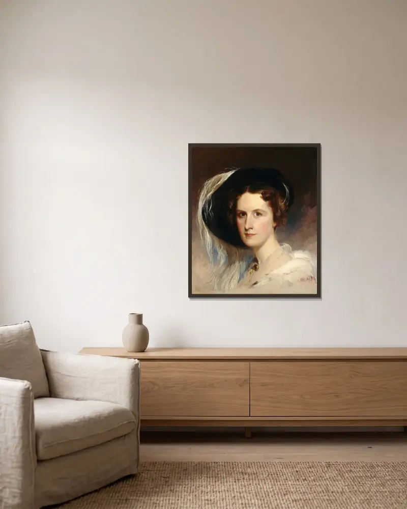 Ann Biddle Hopkinson (Mrs. Francis Hopkinson) av Thomas Sully inramad på en vägg