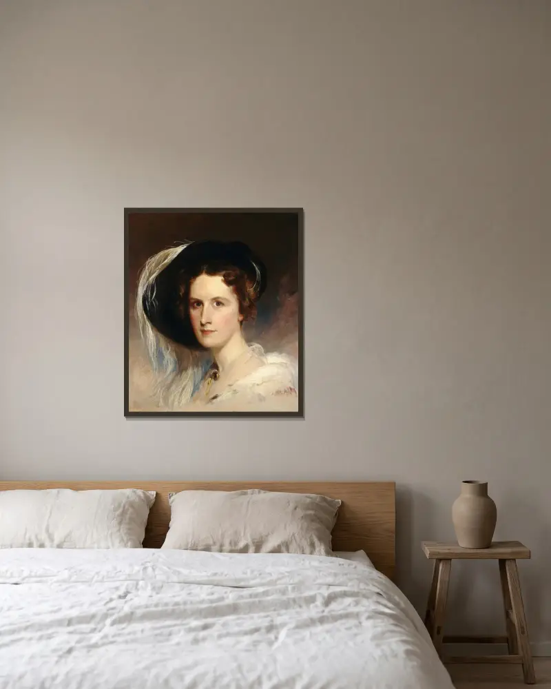 Ann Biddle Hopkinson (Mrs. Francis Hopkinson) av Thomas Sully inramad på en vägg