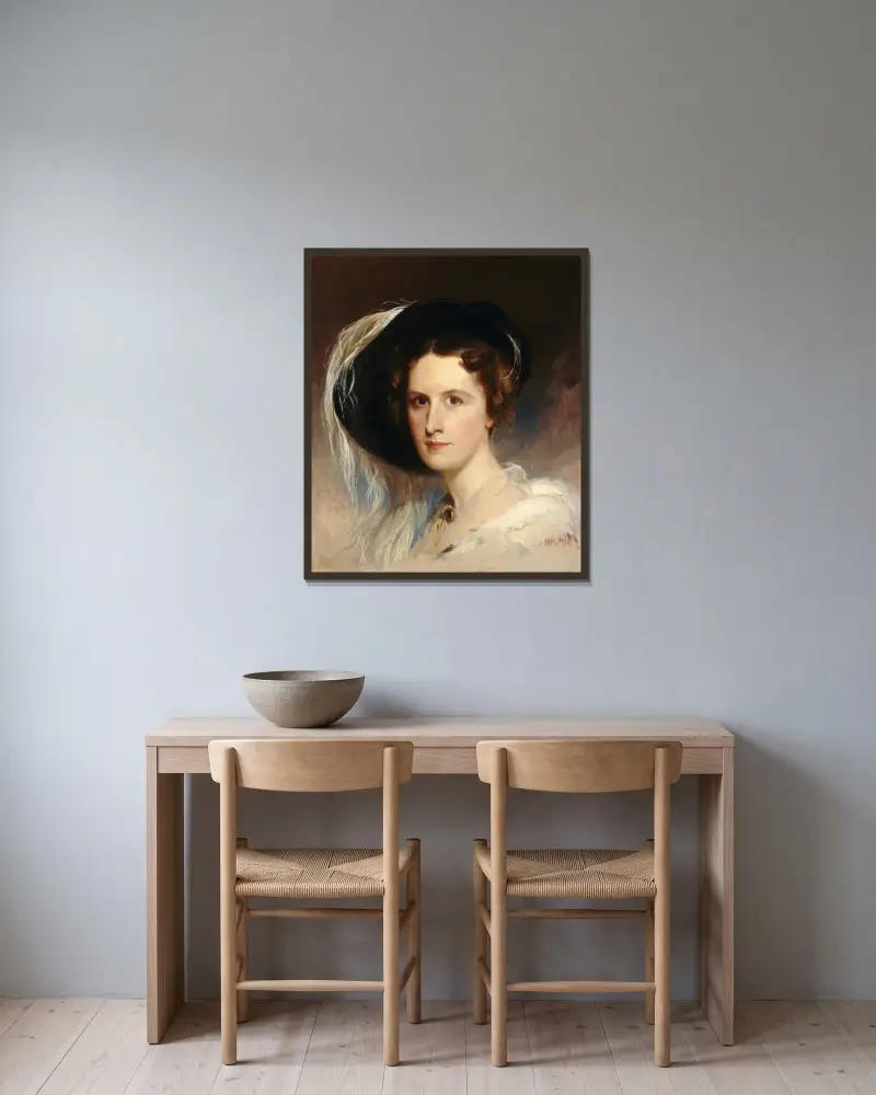 Ann Biddle Hopkinson (Mrs. Francis Hopkinson) av Thomas Sully inramad på en vägg