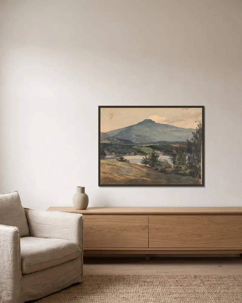 Catskill – from J R Livingstons. TS av Thomas Sully inramad på en vägg