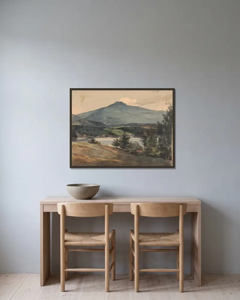 Catskill – from J R Livingstons. TS av Thomas Sully inramad på en vägg