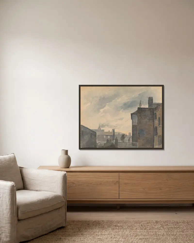 Stadtansicht mit Gebäuden von Thomas Sully gerahmt an einer Wand
