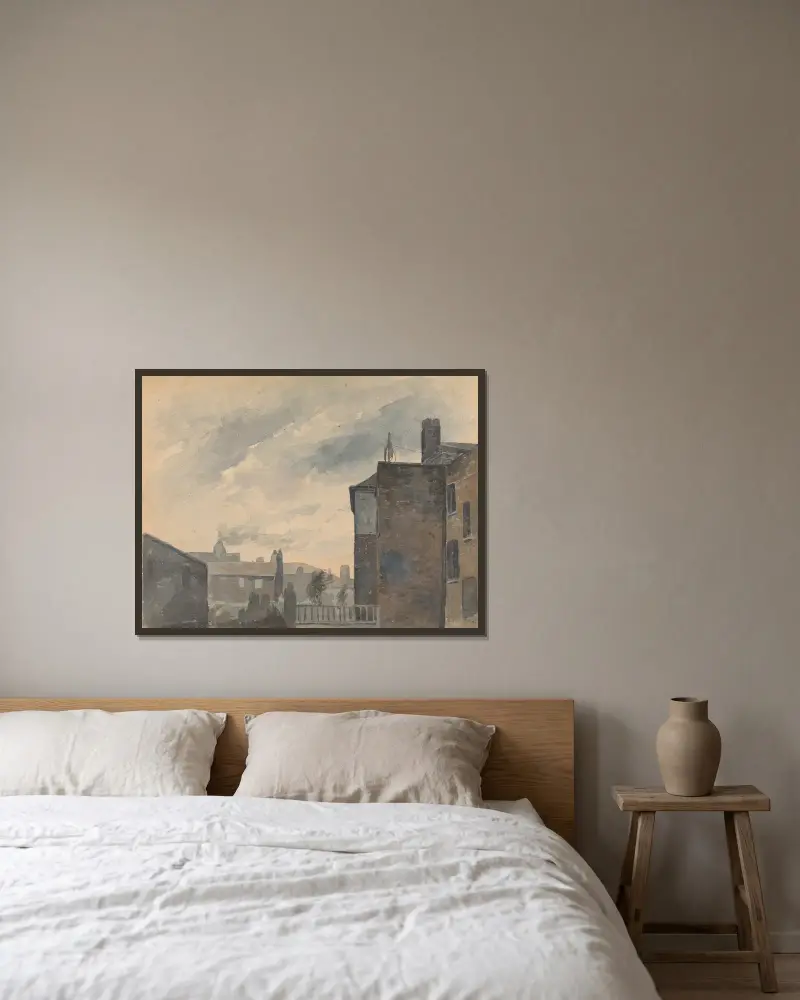 Stadtansicht mit Gebäuden von Thomas Sully gerahmt an einer Wand