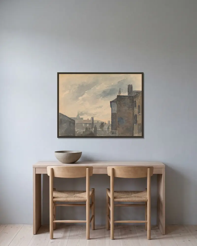 Stadtansicht mit Gebäuden von Thomas Sully gerahmt an einer Wand