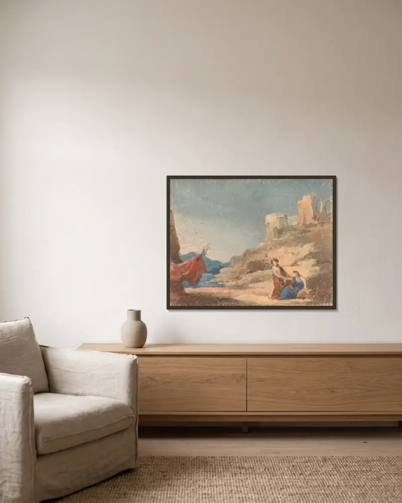 Figurer bland ruiner på en kulle av Thomas Sully inramad på en vägg