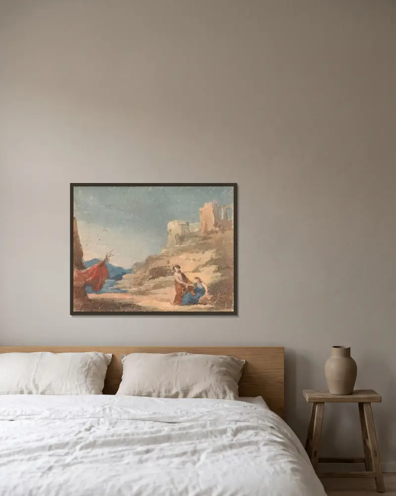 Figurer bland ruiner på en kulle av Thomas Sully inramad på en vägg
