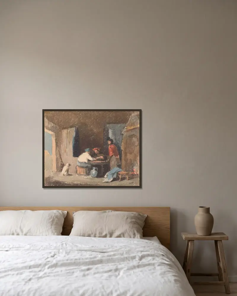 Figuren an einem Tisch in einer Hütte von Thomas Sully gerahmt an einer Wand