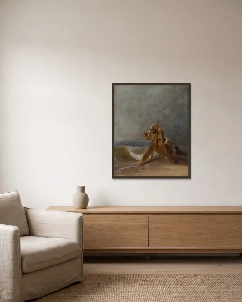 Fotavtryck i sanden av Thomas Sully inramad på en vägg