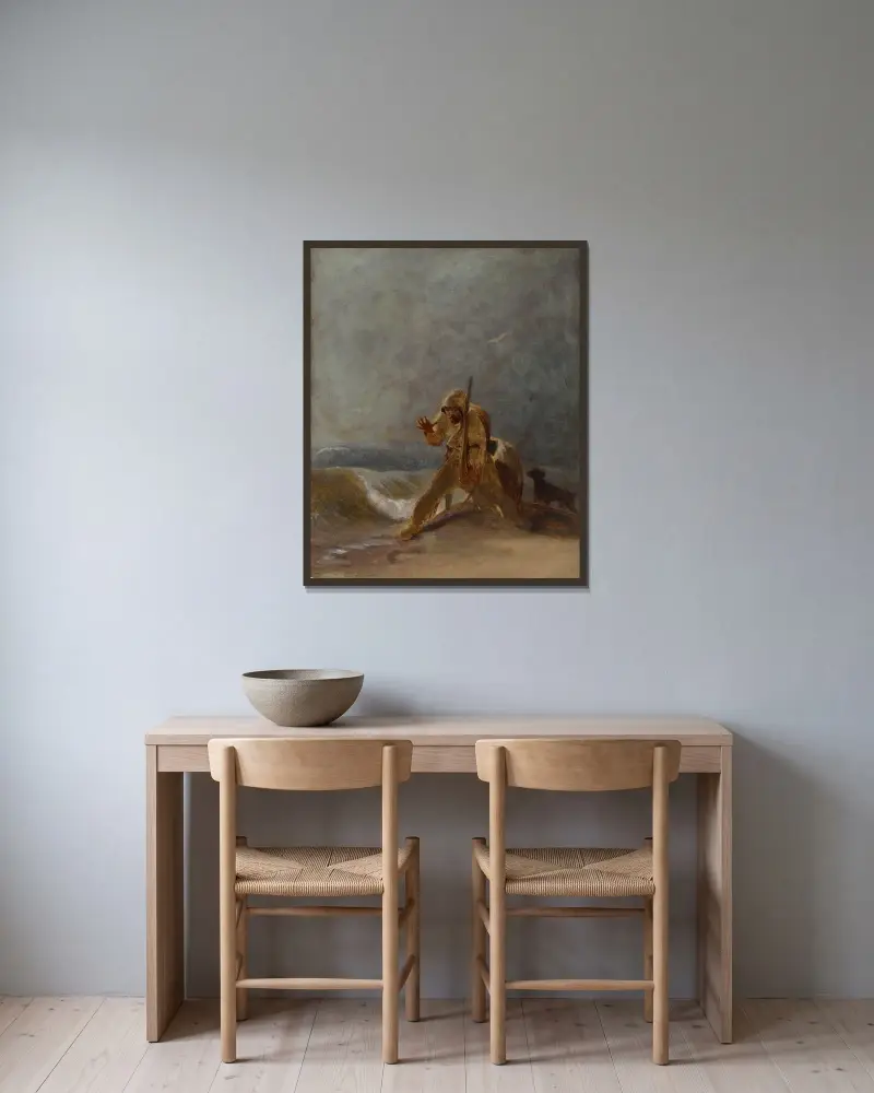 Fotavtryck i sanden av Thomas Sully inramad på en vägg