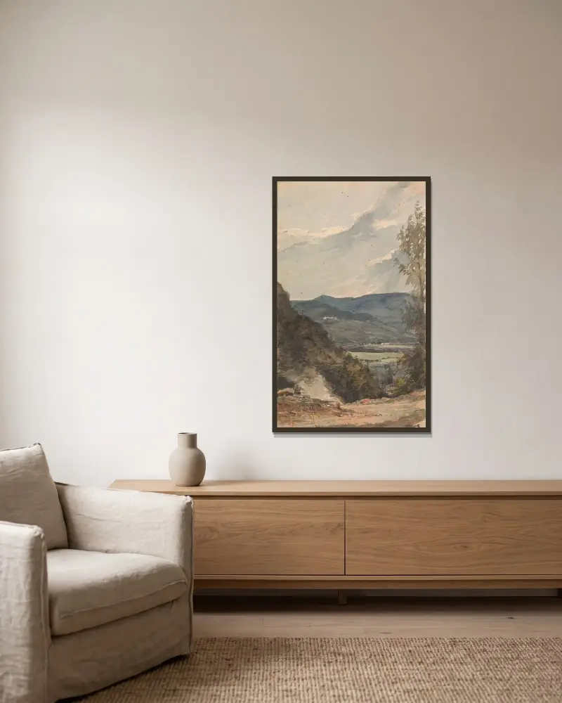 Fort Putnam från andra sidan floden av Thomas Sully inramad på en vägg