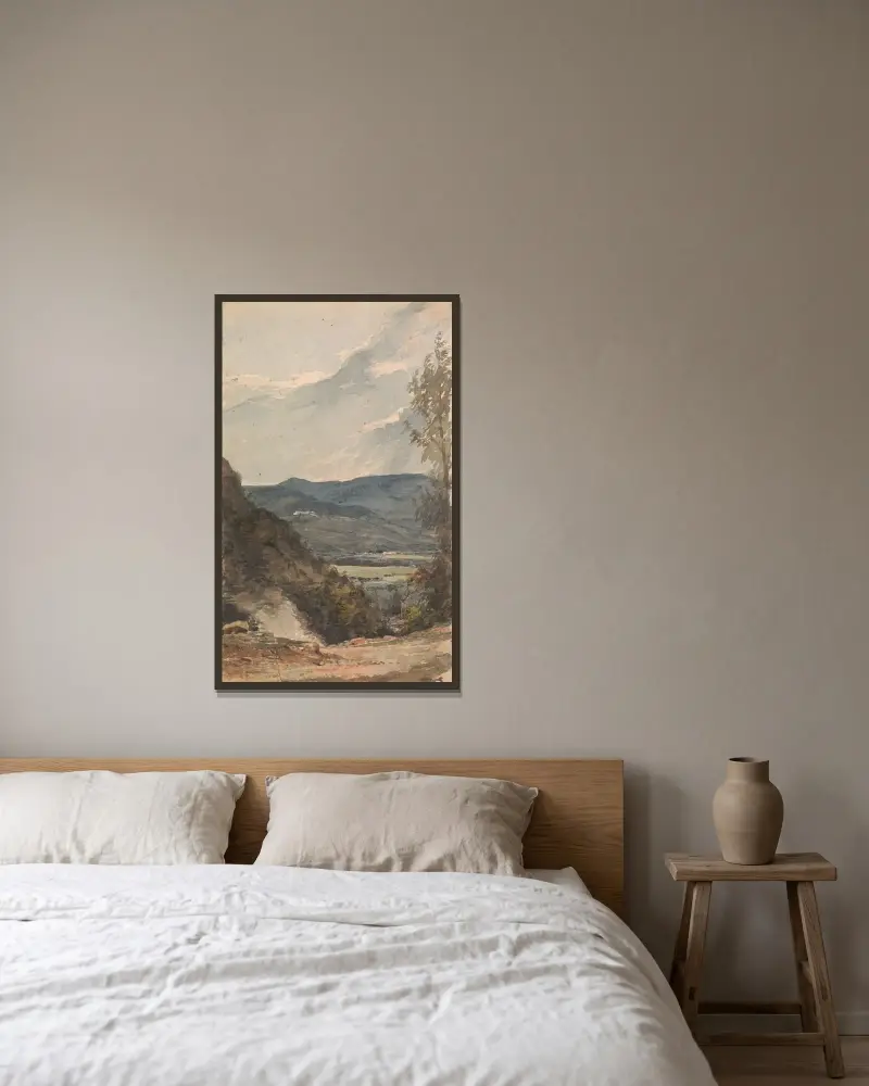 Fort Putnam från andra sidan floden av Thomas Sully inramad på en vägg