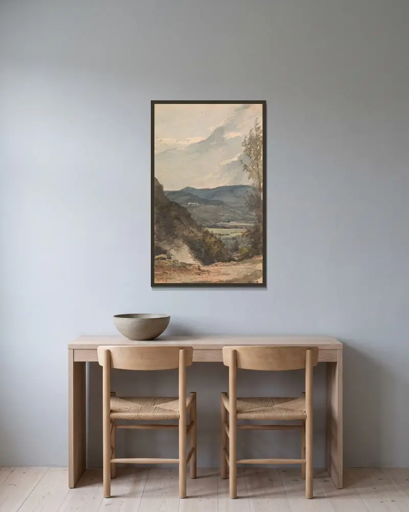 Fort Putnam från andra sidan floden av Thomas Sully inramad på en vägg