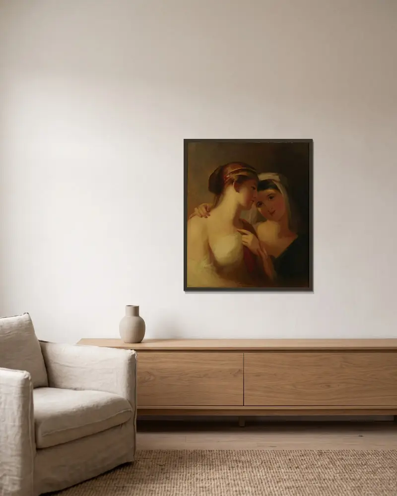 Grekiska flickor av Thomas Sully inramad på en vägg