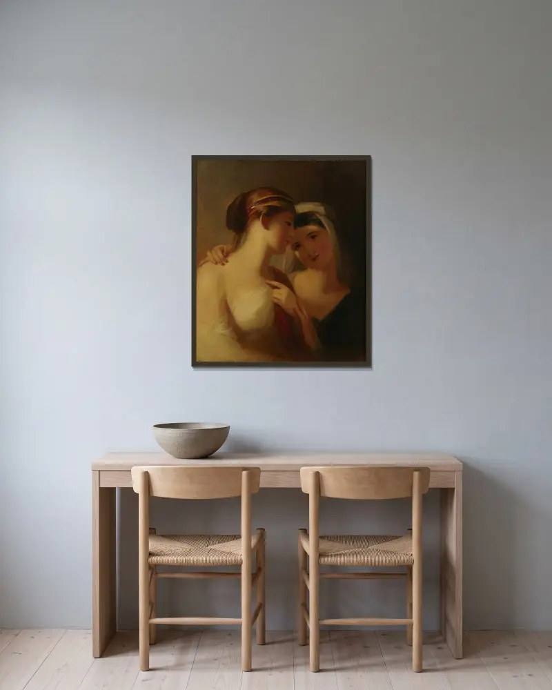 Grekiska flickor av Thomas Sully inramad på en vägg