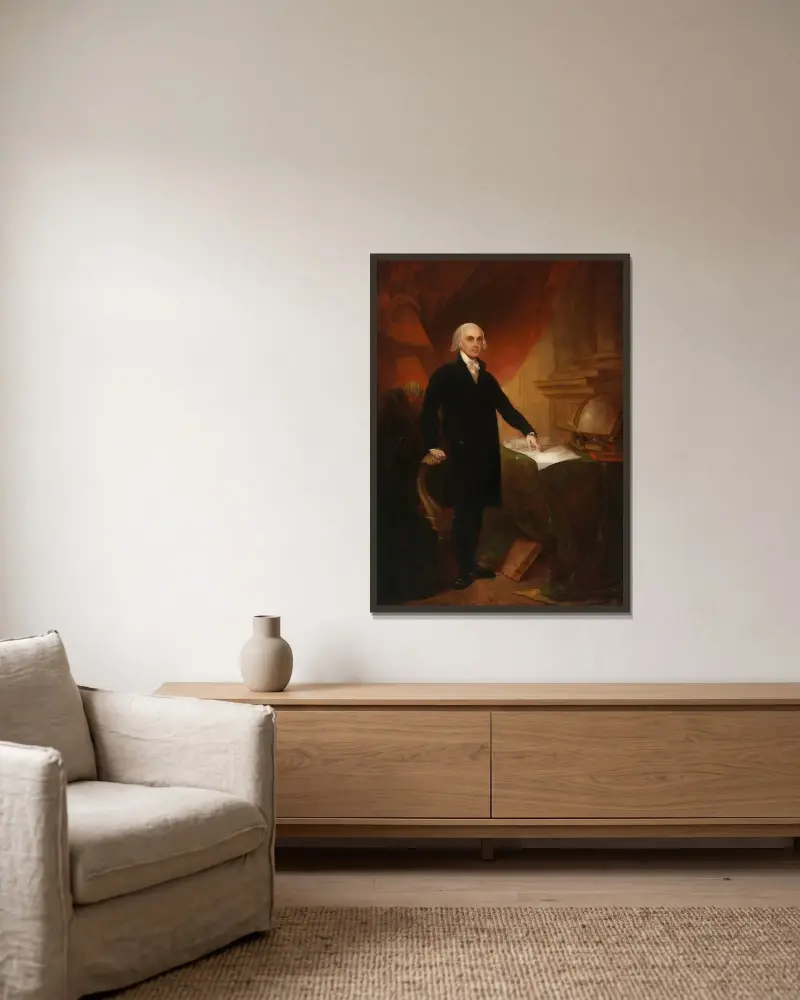 James Madison av Thomas Sully inramad på en vägg