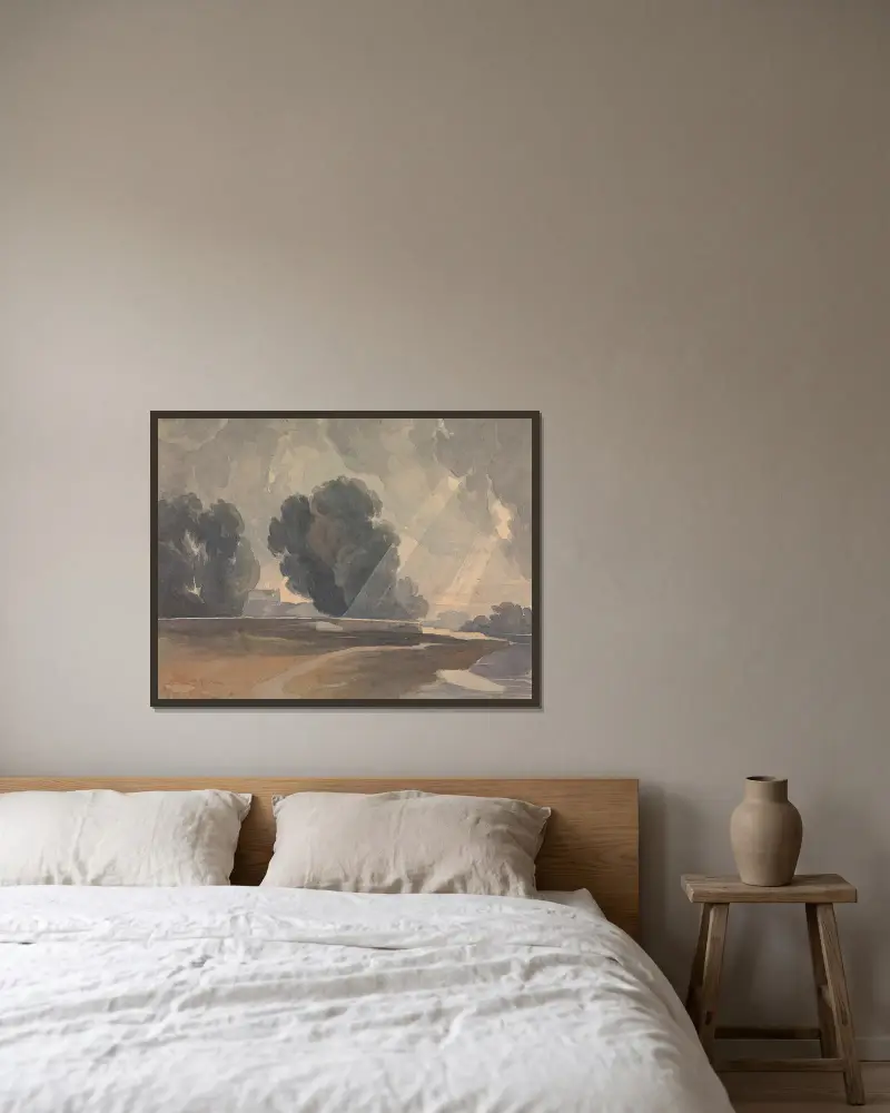 Landschaft mit Bäumen und See von Thomas Sully gerahmt an einer Wand