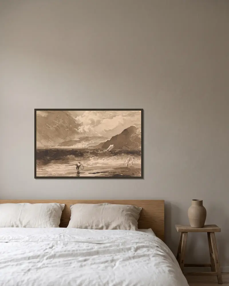 Lyme Regis, Dorsetshire, a Squall av Thomas Sully inramad på en vägg
