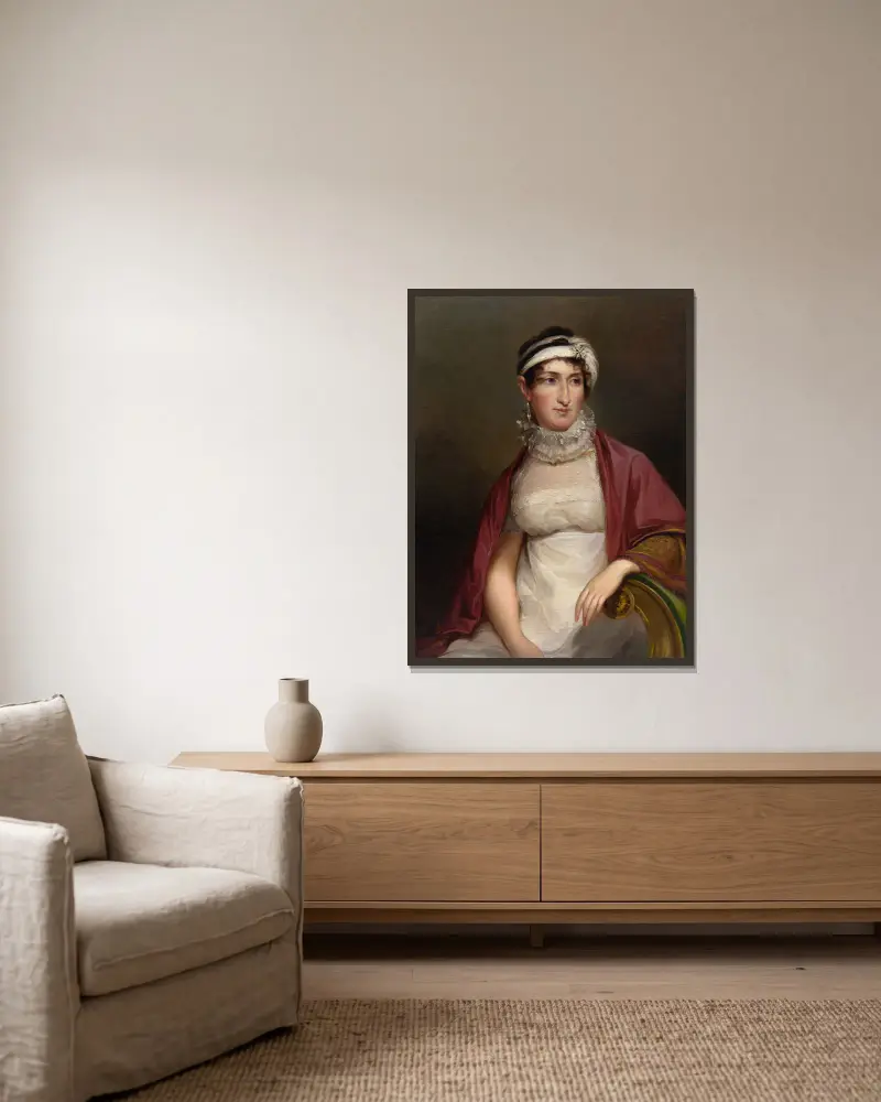 Mary Harvey,Mrs. Paul Beck av Thomas Sully inramad på en vägg