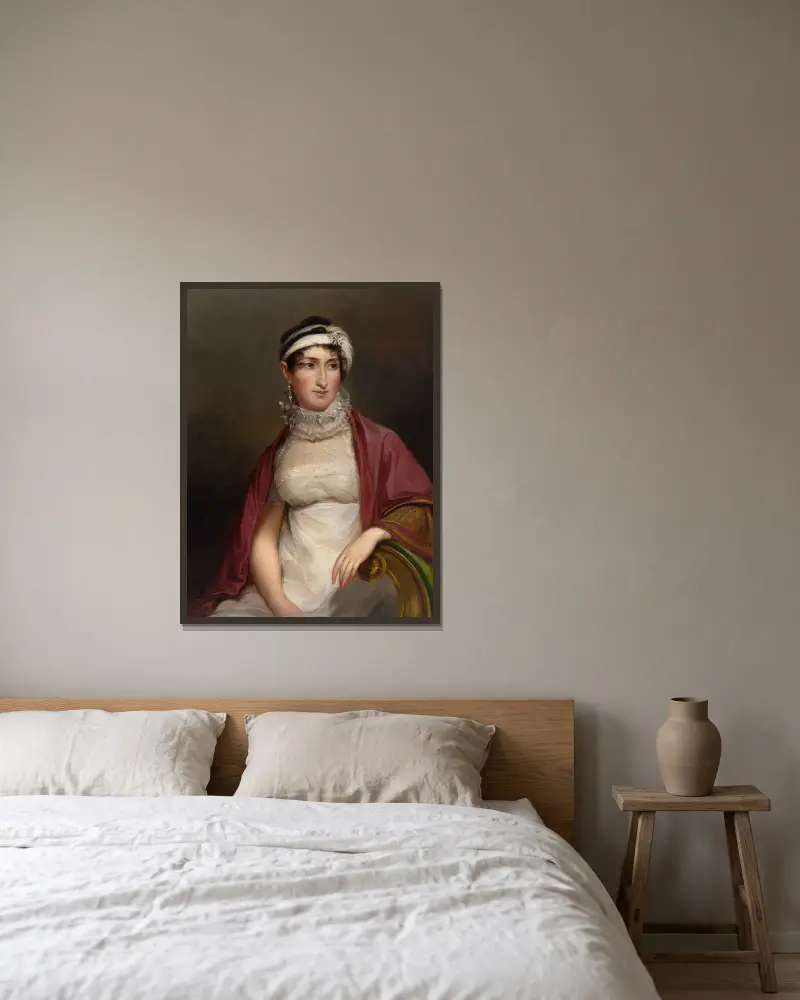 Mary Harvey,Mrs. Paul Beck av Thomas Sully inramad på en vägg