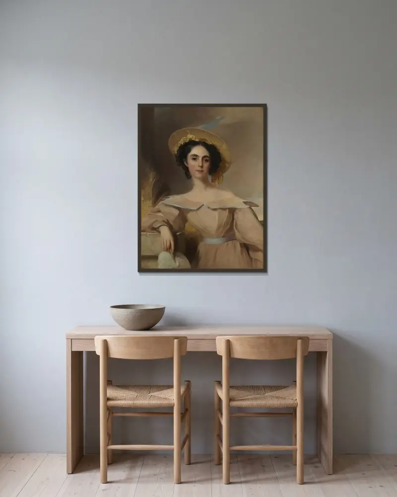 Mrs. Charles Gratiot av Thomas Sully inramad på en vägg