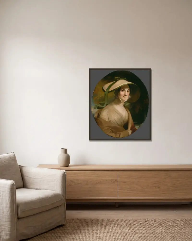 Mrs. George Lingen av Thomas Sully inramad på en vägg