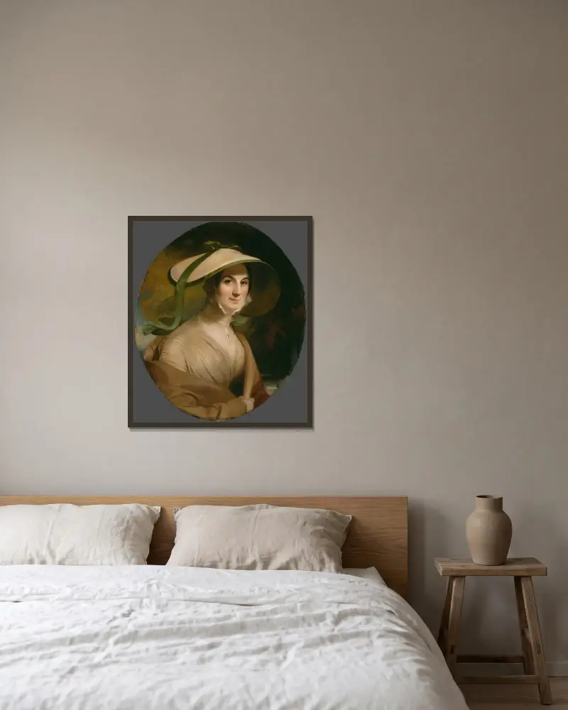 Mrs. George Lingen av Thomas Sully inramad på en vägg