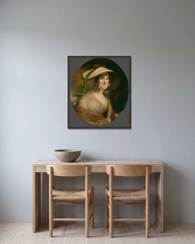 Mrs. George Lingen av Thomas Sully inramad på en vägg