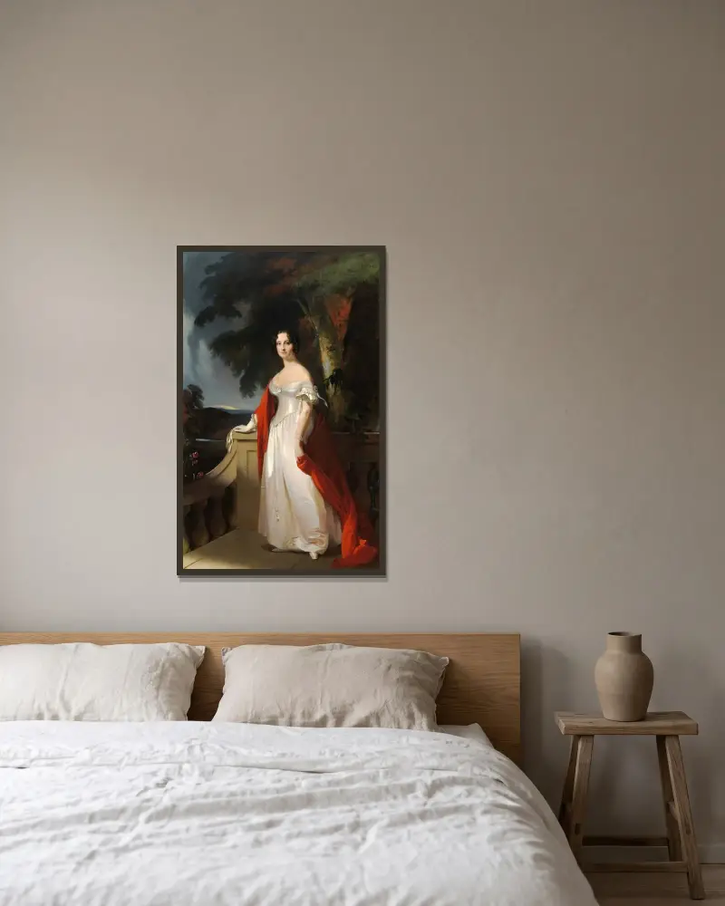 Mrs. Reverdy Johnson von Thomas Sully gerahmt an einer Wand
