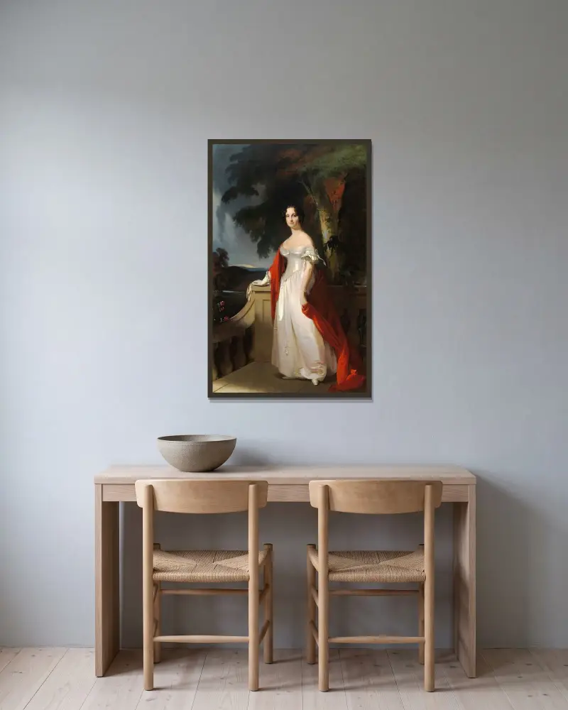 Mrs. Reverdy Johnson von Thomas Sully gerahmt an einer Wand
