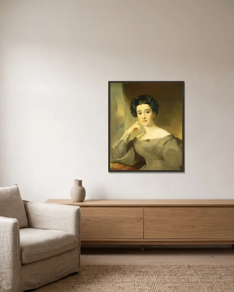 Mrs. William Griffin av Thomas Sully inramad på en vägg