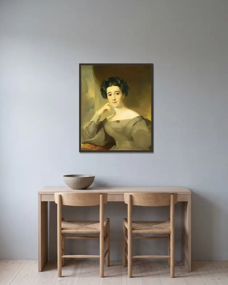 Mrs. William Griffin av Thomas Sully inramad på en vägg