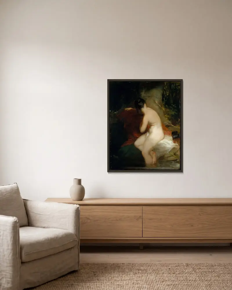 Musidora av Thomas Sully inramad på en vägg