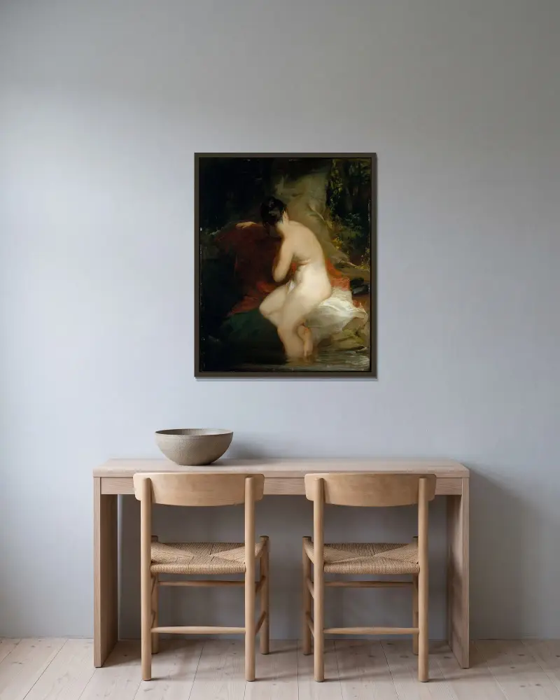 Musidora av Thomas Sully inramad på en vägg
