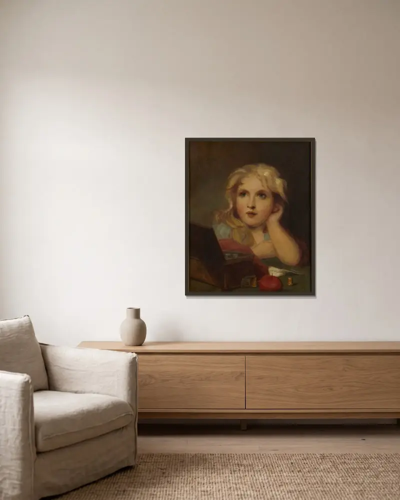 Porträtt av ett barn av Thomas Sully inramad på en vägg