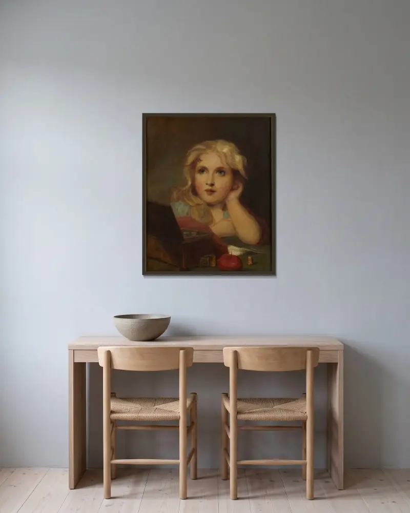 Porträtt av ett barn av Thomas Sully inramad på en vägg